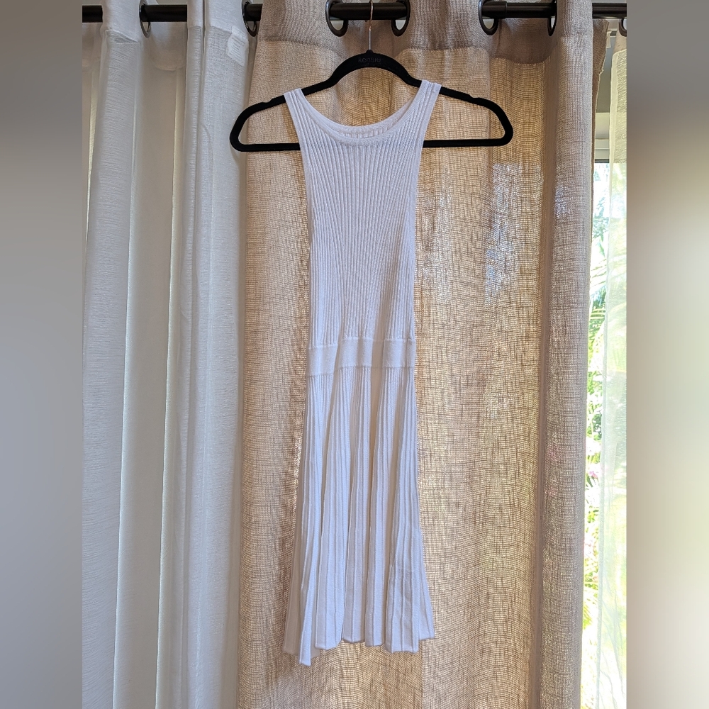 White Sleeveless Knit Dress